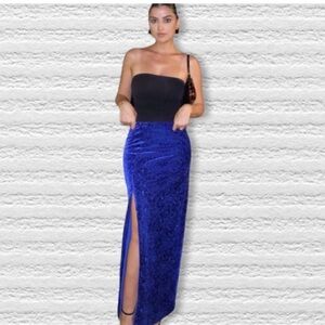 Elegant Blue Velvet Dress